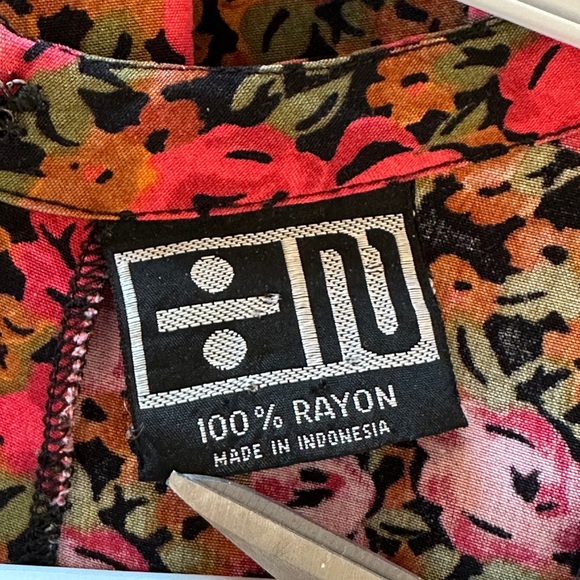 Vintage Fall Floral Black & Red Mini Dress (M) - Picture 5 of 5